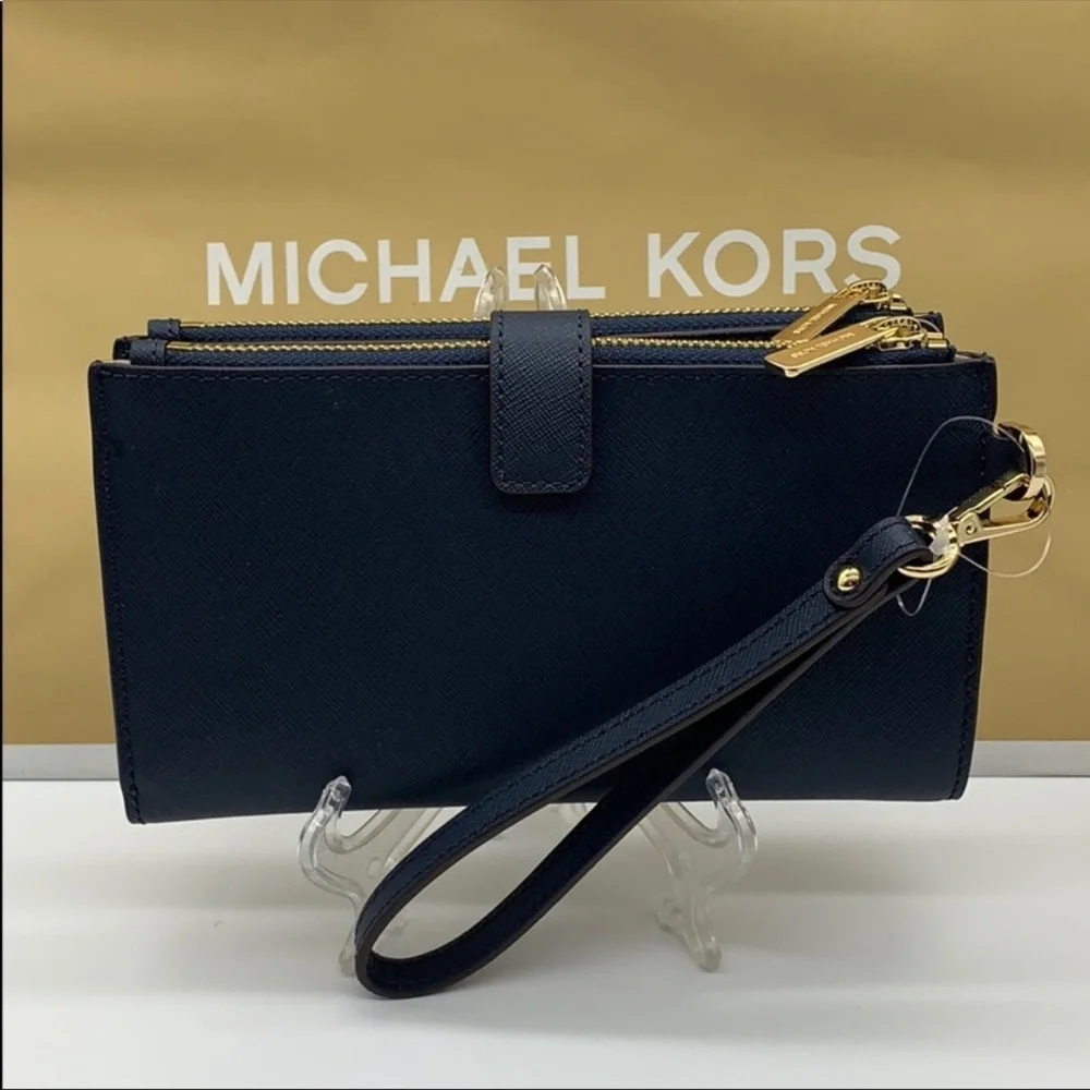 MICHAEL KORS LG DOUBLE ZIP WRISTLET NAVY